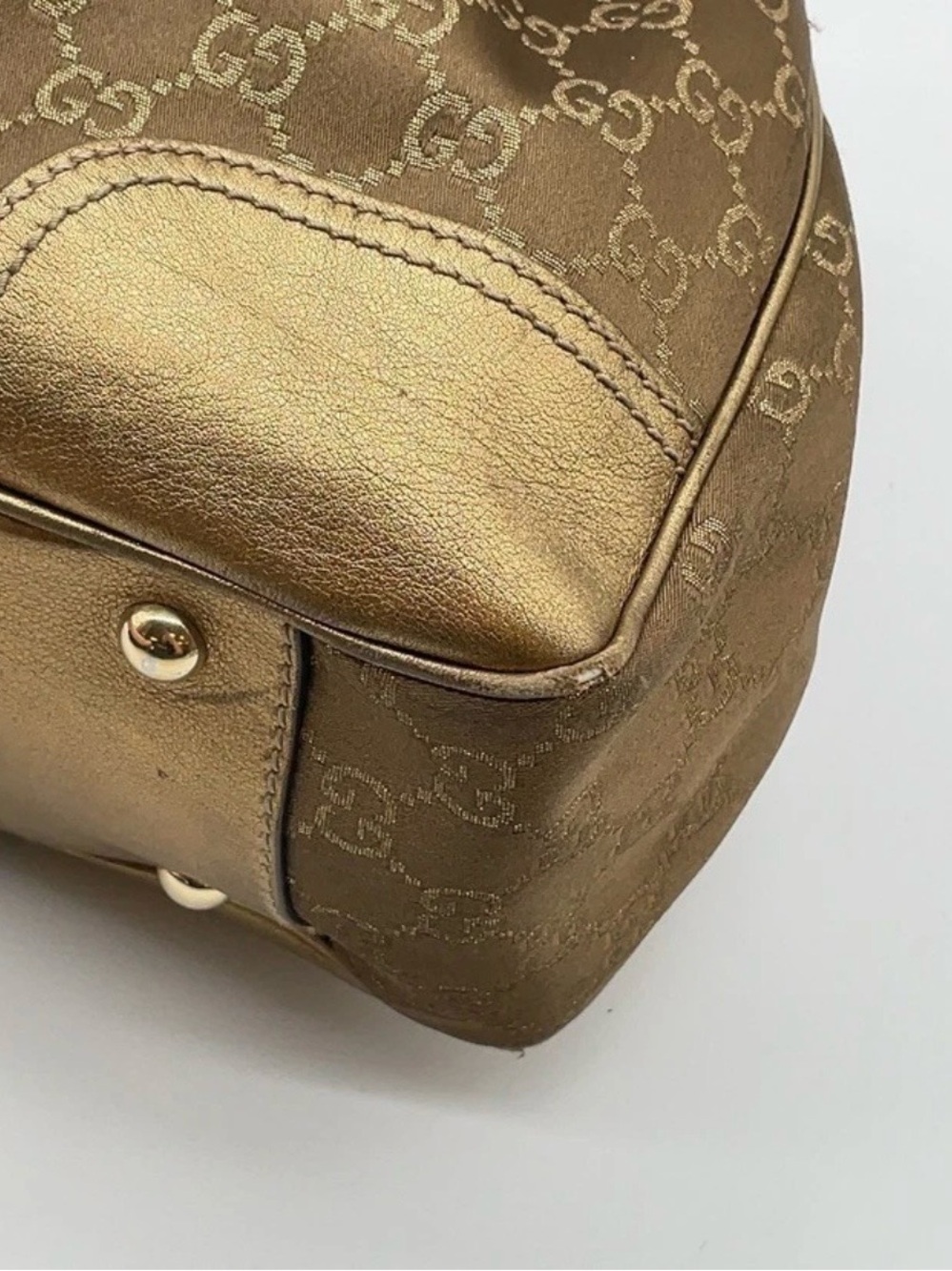 Authentic Gucci Metallic Brown GG Monogram Shoulder Bag - Picture 7 of 16